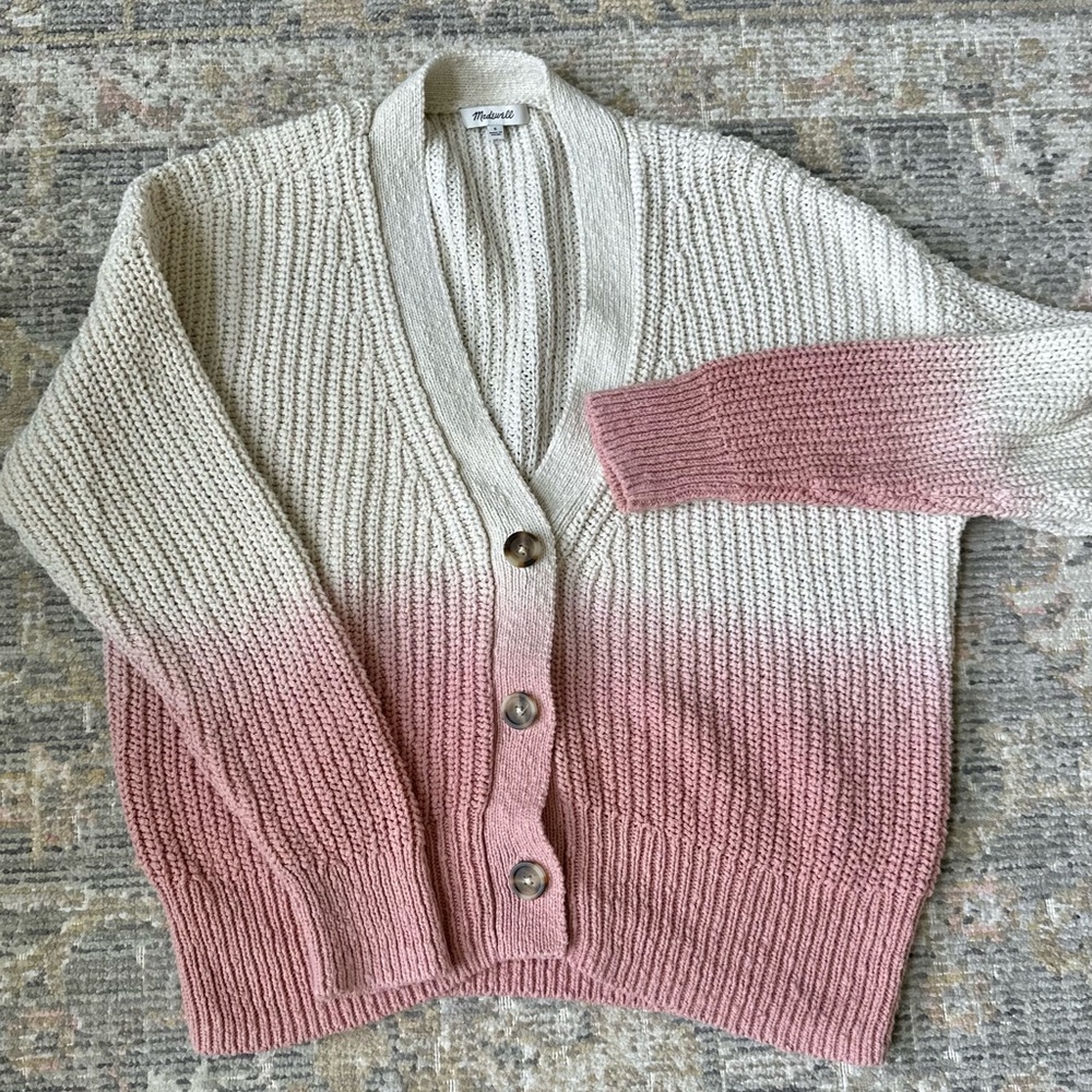 Madewell Pink and Cream Ombre Cardigan